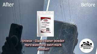 Uniwax Glass hard water stain remover ￼ car headlight Cleaner [upl. by Fenton865]