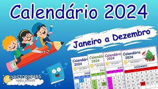 CALENDÁRIO 2024 COMPLETO  Janeiro a Dezembro [upl. by Cates191]