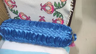 How to make bolster smocking pillow cover Malayalam [upl. by Yllod]