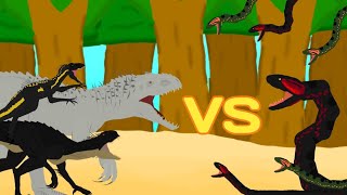 Indominus rexIndoraptor and Scorpius rex vs Anacondas  AUTO RPG Anything [upl. by Sly]