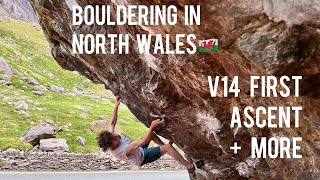 Skindog vs NORTH WALES🏴󠁧󠁢󠁷󠁬󠁳󠁿 • 8BV14 First Ascent and more hard boulders [upl. by Renraw]