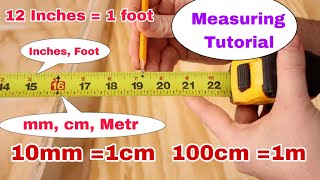 How to use Measuring tape  Full Tutorial for meter tape in mm cm inches and foot much in inches [upl. by Aristotle761]