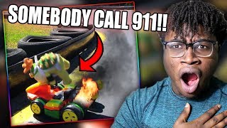 BOWSER JR GETS IN A CAR ACCIDENT  SML Short Bowser Juniors GoKart Race Reaction [upl. by Nelyt980]