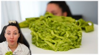 PASTA AL PESTO ALLA GENOVESE MUKBANG EATING SHOW ITA 84  MEGLIO LA PASTA O LE TROFIE [upl. by Nirb610]