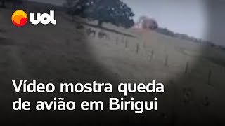 Vídeo mostra momento da queda de avião em Birigui SP ocupantes morreram [upl. by Llenrap]