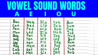 A E I O U Words। Three Letter Words in English। Phonics। Vowel Sound Words। Short Vowel Words [upl. by Edette]