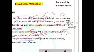 CNS Biochemistry  Brain Energy Metabolism I  Mutah [upl. by Cris]