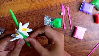 How to make tuberose flower with clay flower making videos with polymer clay for kids [upl. by Zere]