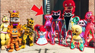 ANIMATRONICS vs ALL POPPY PLAYTIME CHAPTER 3 CHARACTERS GTA 5 FNAF Mods [upl. by Eeldivad917]