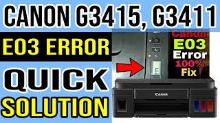 Canon E03 Error Cause and Solution Paper Jam Canon G3415 Canon G3411 Canon G2411 [upl. by Ahtnama378]