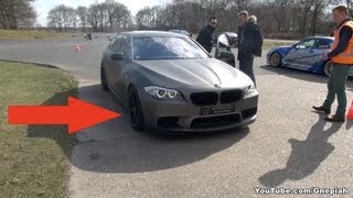 Worlds fastest BMW F10 M5 in action Front brake disc getting hot and smoking [upl. by Marianna]