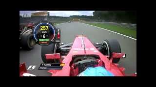 Alonso overtakes Grosjean  F1 Spa 2013 [upl. by Airt]