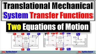 Part 2 Translational Linear Mechanical System Transfer Functions Two Equations of Motion [upl. by Inaj]