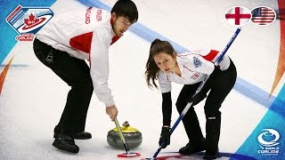 England v USA  Roundrobin  World Mixed Doubles Curling Championship 2017 [upl. by Eerolam]