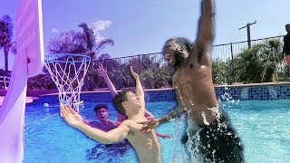 MOST INSANE OUTDOOR POOL MINI BASKETBALL HOOP 2V2 Feat LSK TD amp JESSER [upl. by Werbel]