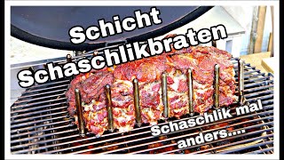 Schicht Schaschlikbraten  Schaschlik mal anders vom SOGAMBO Keramikgrill [upl. by Ivar]