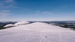 Snowboarding in Ylläs Lapland Aerial video [upl. by Vatsug]