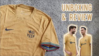 202223 Barcelona Match away shirt DriFIT ADV Unboxing amp Review [upl. by Nohsauq]