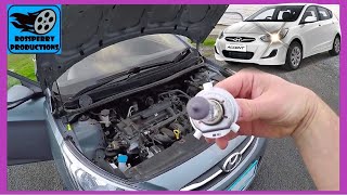 How to Replace the Headlight Bulbs on a Hyundai Accent Tutorial [upl. by Alamaj]