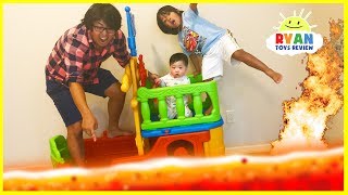 THE FLOOR IS LAVA CHALLENGE Ryan ToysReview Family Fun Kids Pretend Playtime [upl. by Kowalski]