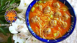 Sopa de Fideo con Albondiguitas Calientita y Llenadora [upl. by Ynnus]