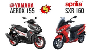 Yamaha Aerox 155 VS Aprilia Sxr 160  Comparison  Mileage  Top Speed  Price  Bike Informer [upl. by Kruter]