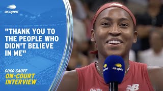 Coco Gauff OnCourt Interview  2023 US Open Final [upl. by Dwane527]