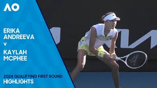 Erika Andreeva v Kaylah McPhee Highlights  Australian Open 2024 Qualifying First Round [upl. by Yuria490]