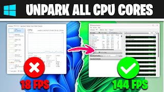 🔧Unapark All CPU Cores In Windows 1011  Best CPUSettings  2024 [upl. by Domella]