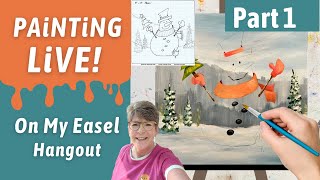 Easy Snowman amp Trees with a Traceable Acrylic painting in Studio w Annie Troe  part 1 [upl. by Stranger823]