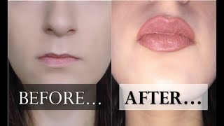 ♡ HOW TO OVERLINE SMALL LIPS  no lip fillers naturally and for tiny lips ♡ [upl. by Elie613]