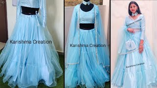 designer three layer frill lehenga cutting and stitching full tutorial  how to make 3 layer lehenga [upl. by Yramliw]