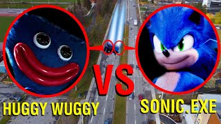 DRONE CATCHES SONICEXE amp HUGGY WUGGY FROM POPPY PLAYTIME RACING ON HAUNTED HIGHWAY WE SAW THEM [upl. by Julianne]