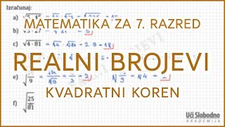 Kvadratni koren  Zadatak 4  Matematika za 7 razred [upl. by Adeehsar488]