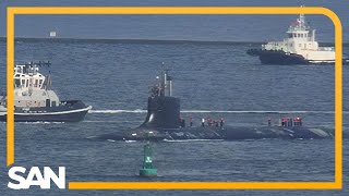 US Navy fastattack submarine surfaces near Japan China [upl. by Artimas]