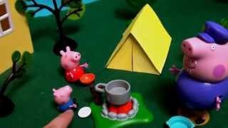 Мультфильм игрушками Свинка Пеппа Peppa Ночлег в палатке [upl. by Nyer58]