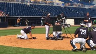 Yankees Gary Sanchez tries for 3 foul pops at once in wild drill [upl. by Hirza]