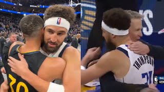 Klay Thompson shows love to all his old Warriors teammates after the game 🥺 [upl. by Amikan]