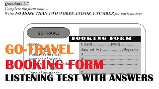 GO TRAVEL BOOKING FORM LISTENING TEST WITH ANSWERS [upl. by Amled]