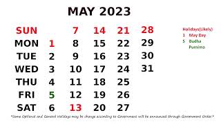 May Calendar 2023 [upl. by Gwenny205]