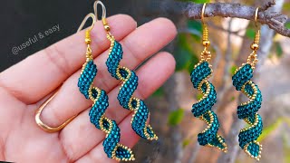 EASY BEADED SPIRAL EARRINGSEARRINGS MAKING AT HOME Useful amp Easy [upl. by Wahlstrom]