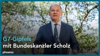 Statement von Bundeskanzler Olaf Scholz beim G7Gipfel  13062024 [upl. by Nylehtak68]