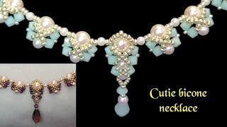 Cutie bicone necklace DIY pearl necklace  How to make pearl necklace [upl. by Aiken]