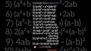 Algebraic Square Formulas Algebraic Formulas Formula Math Formulashortsshortformula1maths [upl. by Kresic245]