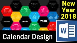 How to Design New Year Calendar 2018 in MS Word  Microsoft Word Tutorial [upl. by Troc]