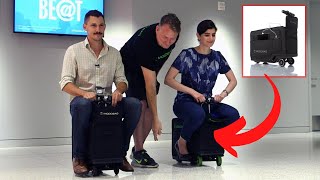 CRAZY The Worlds First Motorized Rideable Luggage [upl. by Iaht]