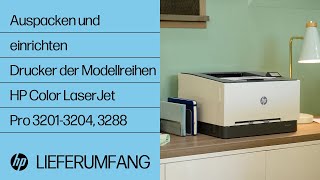 Auspacken und Einrichten  Drucker der Modellreihen HP Color LJ Pro 32013204 3288  HP Support [upl. by Hpesoy988]