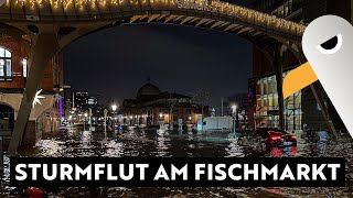 Schwere Sturmflut in Hamburg  Sturmtief Zoltan überflutet den Fischmarkt [upl. by Enilekcaj]