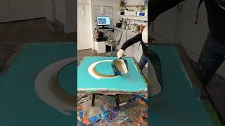 Amazing dustpan paint pour ⬆️⬆️⬆️ full video art painting livestreaming swarezartcom [upl. by Lledrev]