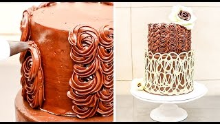 How To Make a Chocolate Lace Wrap Swirl for Cake by Cakes StepbyStep [upl. by Lirrehs96]